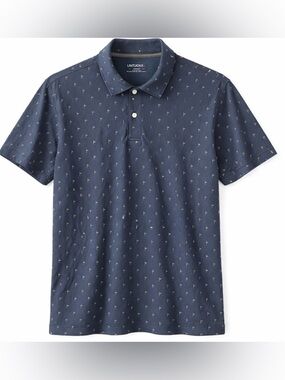 UNTUCKIT POURRET NAVY GOLF FLAG PRINT POLO Size Medium